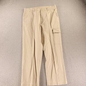 Perry Ellis Pants Mens 36x30 Beige Tan Chino Cargo Cotton Linen Hopsack Cool
